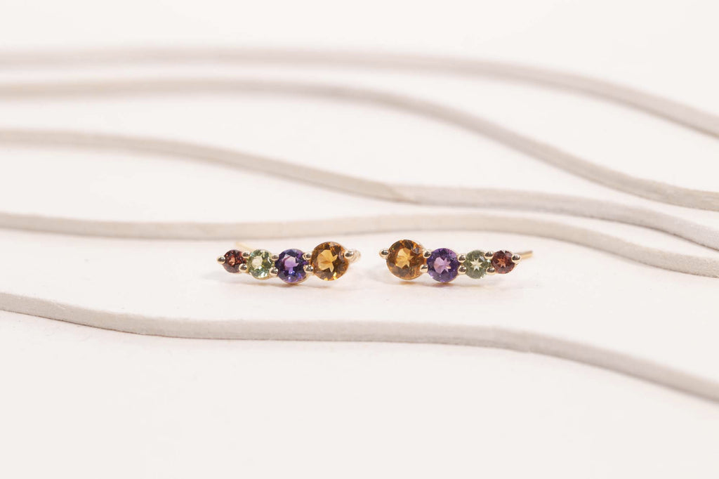 Boucle d'oreille Cascade Citrine Améthyste Péridot