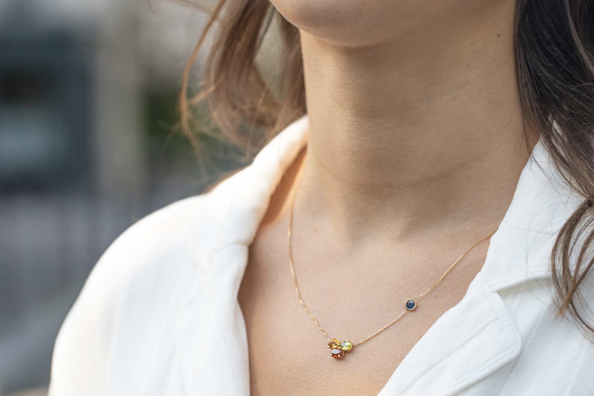 Collier Torrent Citrine Grenat Saphir