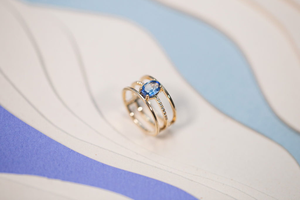 Bague Rimaye Saphir Bleu Diamants